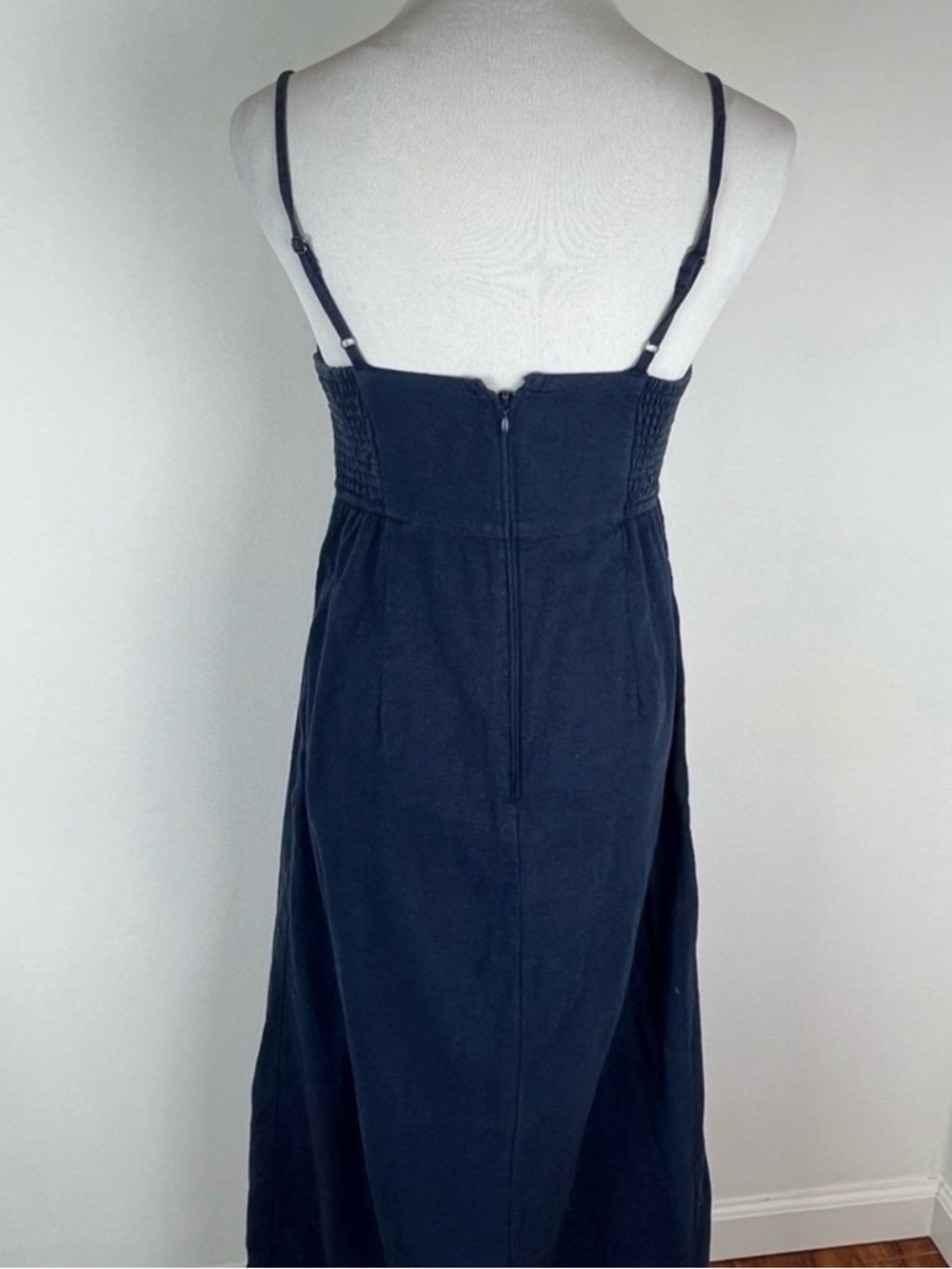 Abercrombie & Fitch Linen Midi Dress Navy Blue Size S - Picture 4 of 6